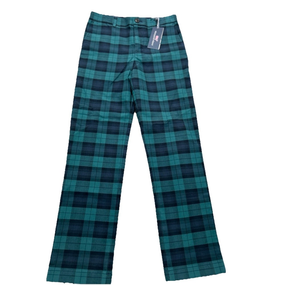 NEW Vineyard Vines Boy's 16 holiday plaid Breaker pants In Charleston Green